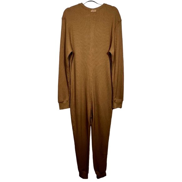 SKIMS Waffle Knit Onesie Long John Pajamas Camel 3X - Picture 3 of 11